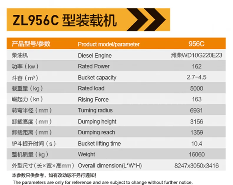 ZL956C型裝載機(jī)參數(shù)